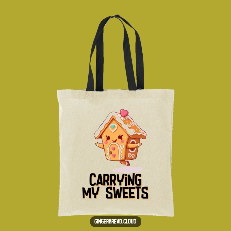 Funny Gingerbread House Cloud Dancer Tote Bag - Icing Swirls Merry Gift Bag