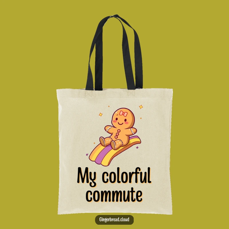 Funny Rainbow Sliding Gingerbread Tote Bag - Carry Adventure and Joy